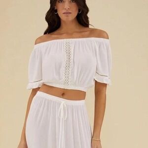 NWT‎ Rachel Parcell Off Shoulder Top in White  Ivory Size XS